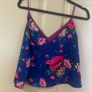 Express Blue and Pink Floral Crop Tank - Reversible
